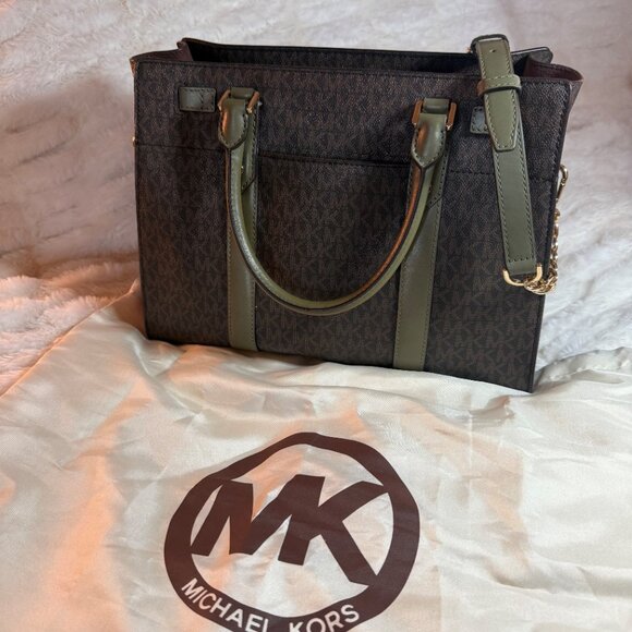 Michael Kors Olive Green and Brown Versatile Purse - Picture 2 of 4